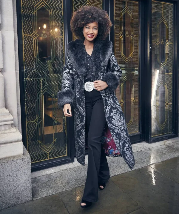 Shop Women's Collection | Occasion Outfits | Coats & Jackets | Top Picks | Top Picks | Women's Joe Browns Statement Jacquard Coat Black/Silver