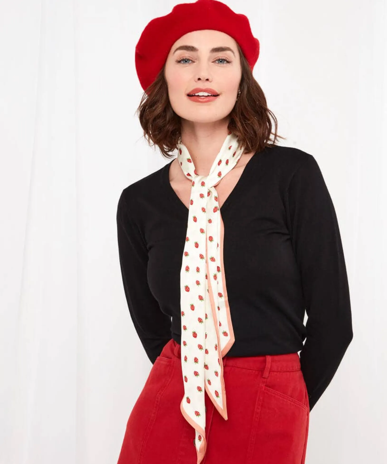 strawberry_silky_scarf_1.webp Sale Accessories & Jewellery | Women's Joe Browns Strawberry Silky Scarf Pink Multi
