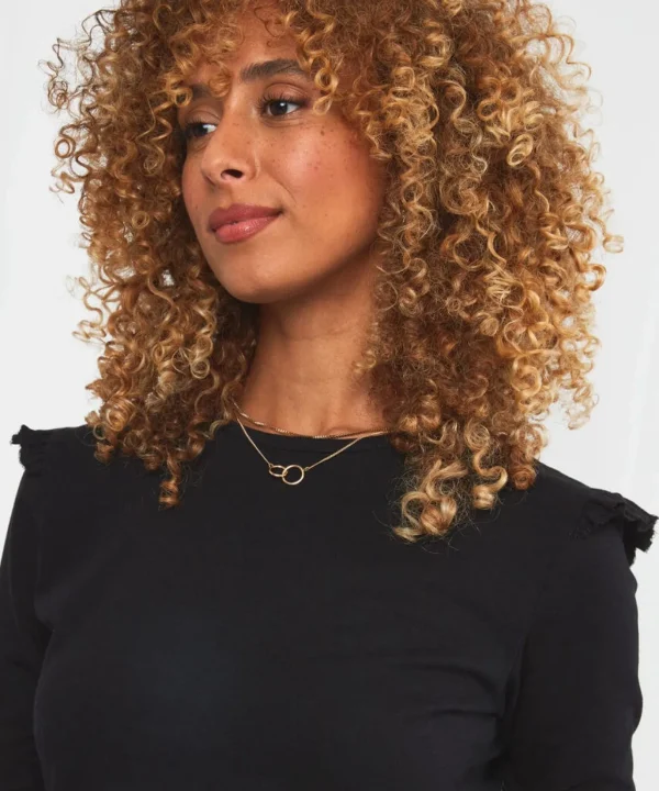 Sale Tops, Tunics & Blouses | Women's Joe Browns Stunning Ruffle Sleeve Tee Black / Orange