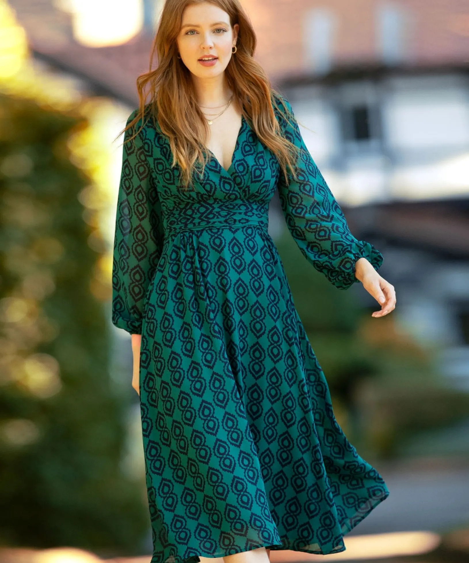 tamzin_printed_dress_2.webp Shop Women's Collection | Midi Dresses | Dresses | Sale Dresses | Top Picks | Top Picks | Women's | Women's Joe Browns Tamzin Printed Dress Green