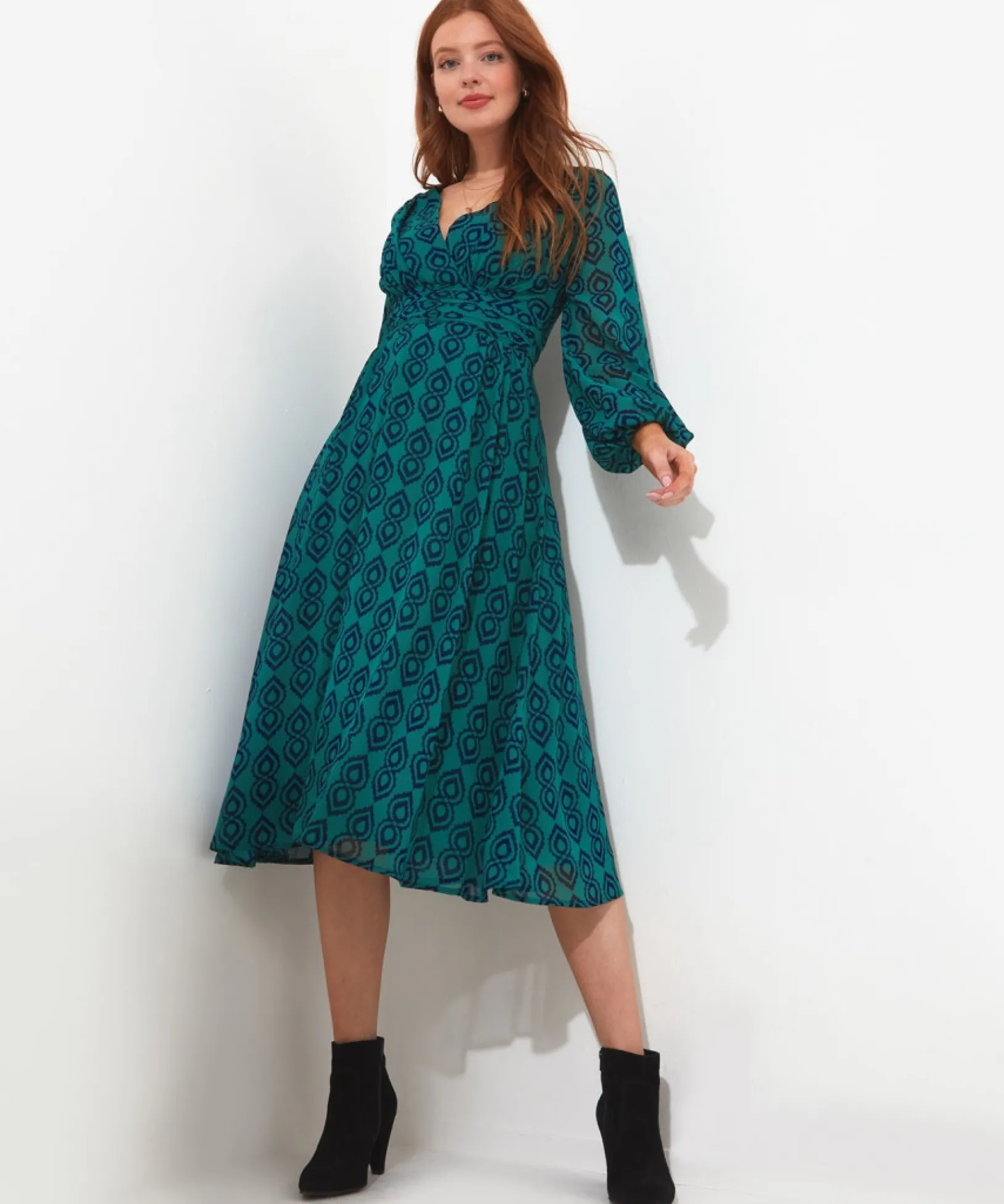 tamzin_printed_dress_3.webp Shop Women's Collection | Midi Dresses | Dresses | Sale Dresses | Top Picks | Top Picks | Women's | Women's Joe Browns Tamzin Printed Dress Green
