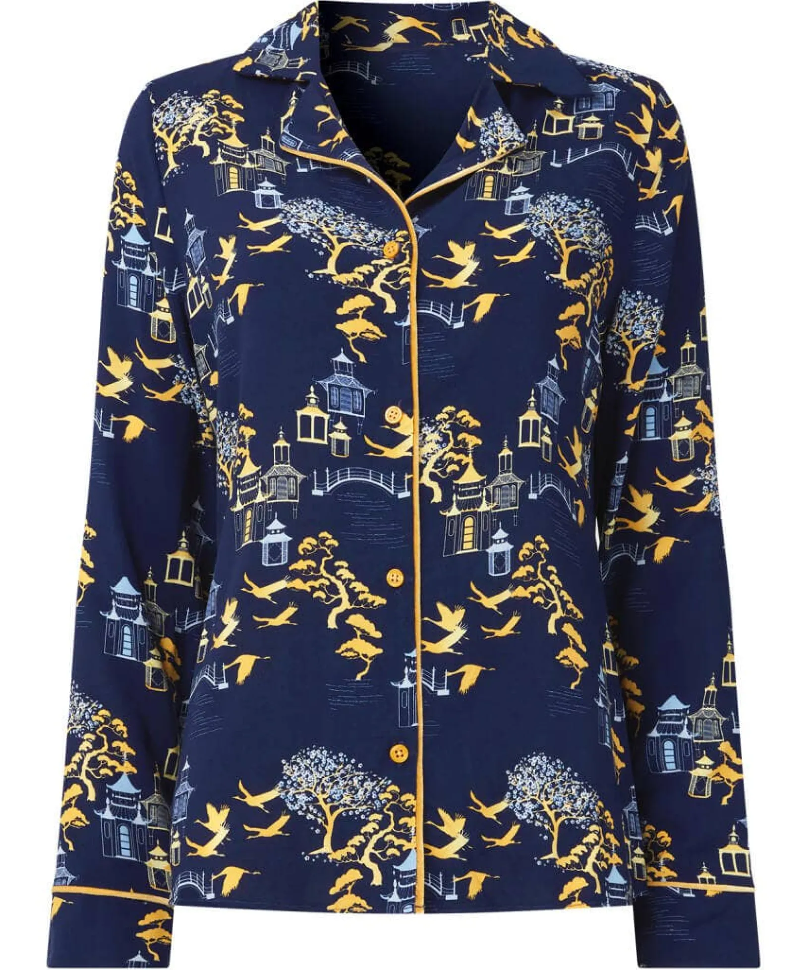 tantalizing_toile_boutiqu_1.webp Sale Pyjamas & Loungewear | Women's Joe Browns Tantalizing Toile Boutique PJ Top Navy