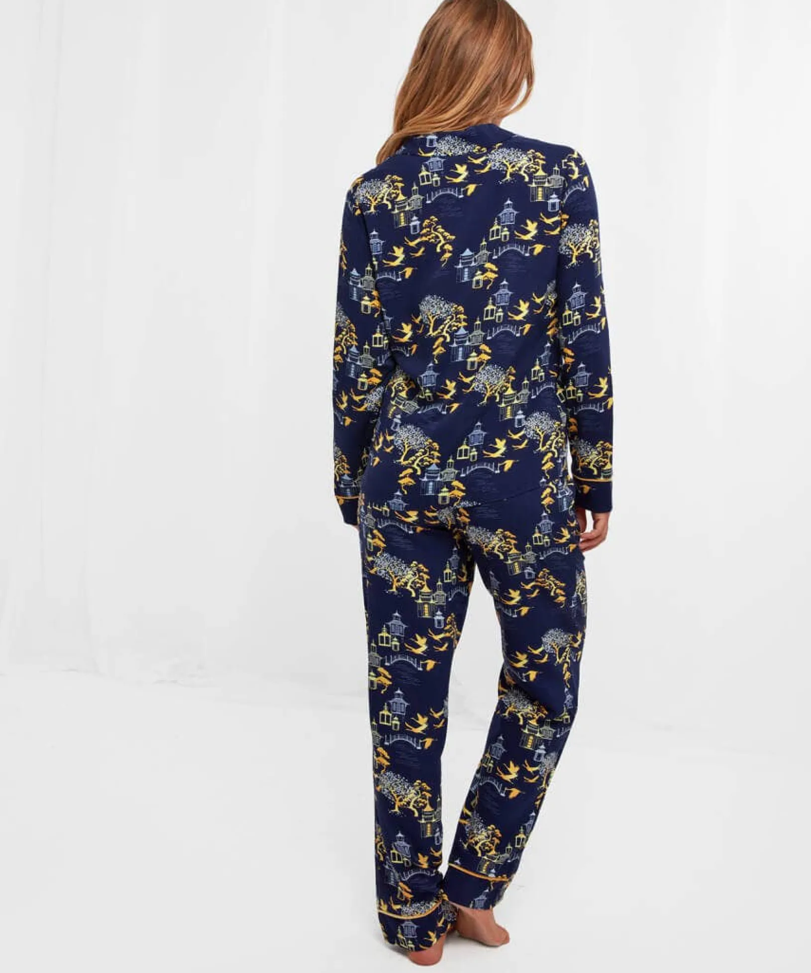 tantalizing_toile_boutiqu_3.webp Sale Pyjamas & Loungewear | Women's Joe Browns Tantalizing Toile Boutique PJ Top Navy
