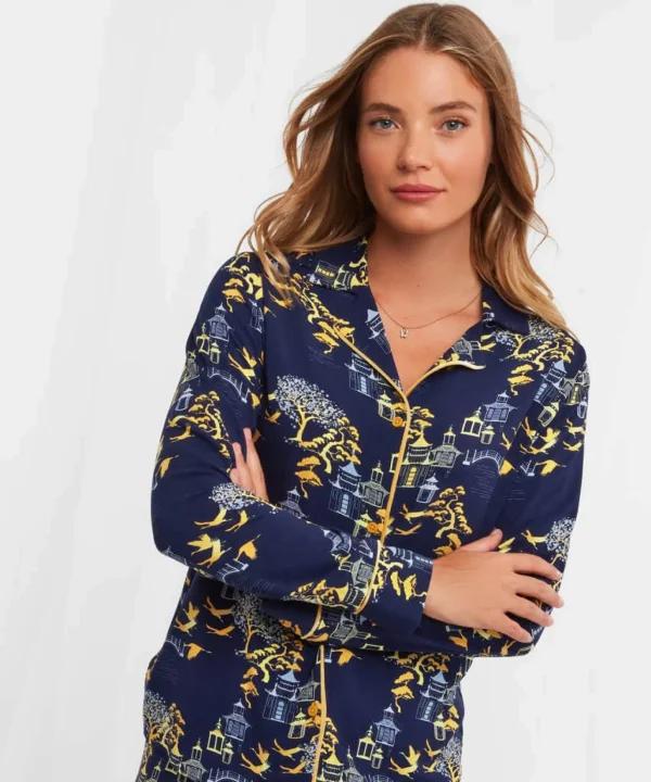 Sale Pyjamas & Loungewear | Women's Joe Browns Tantalizing Toile Boutique PJ Top Navy