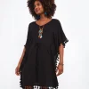 Sale Accessories & Jewellery | Sale Tops, Tunics & Blouses | Women's | Women's Joe Browns Tassel Trim Boho Beach Cover Up Black / Blue