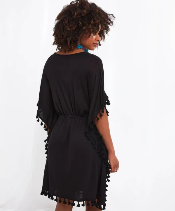 Sale Accessories & Jewellery | Sale Tops, Tunics & Blouses | Women's | Women's Joe Browns Tassel Trim Boho Beach Cover Up Black / Blue