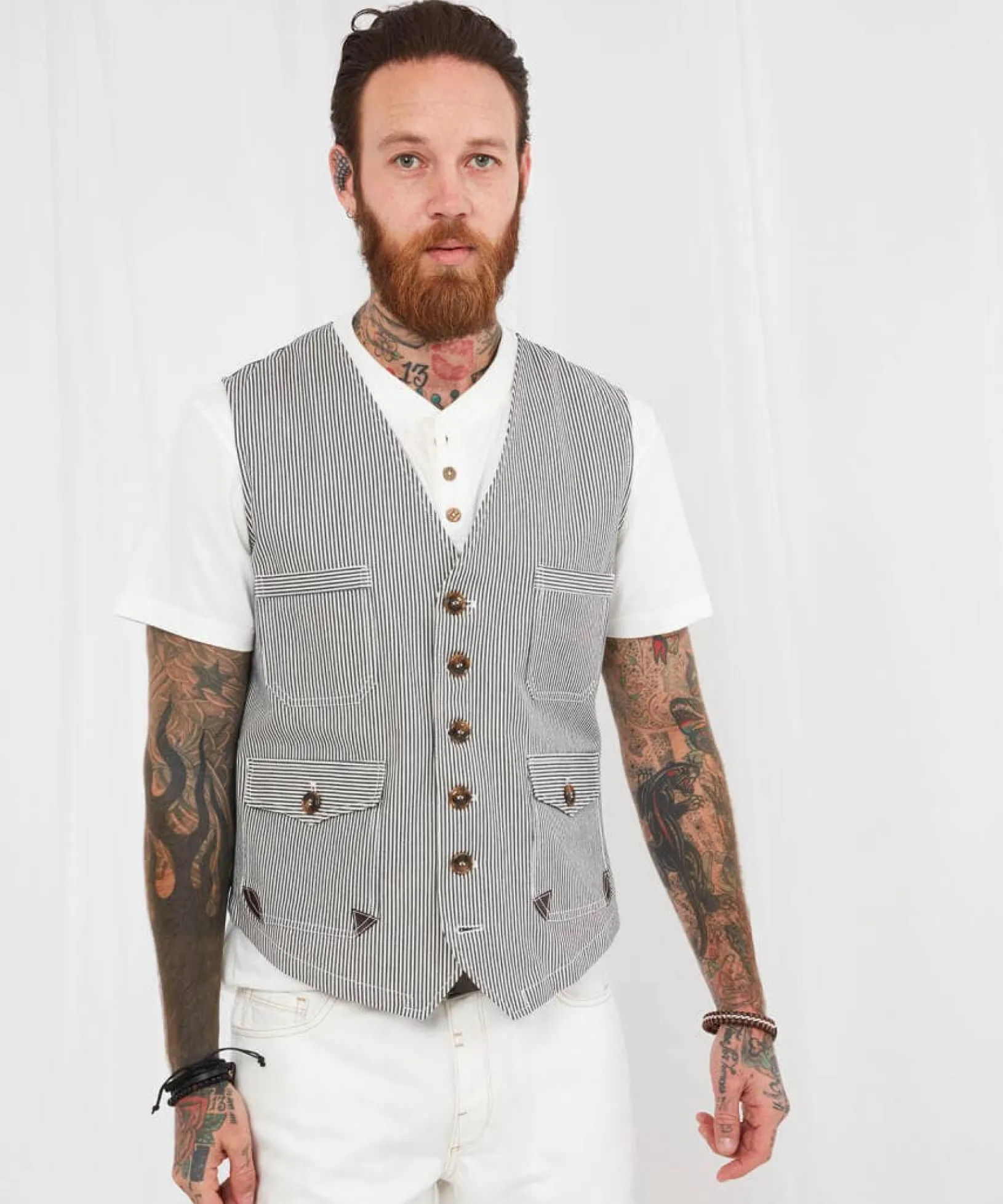 terrific_tick_stripe_wais_0.webp Sale Waistcoats | Sale Coats & Jacket | Men,s | Men,s Joe Browns Terrific Tick Stripe Waistcoat Blue/White