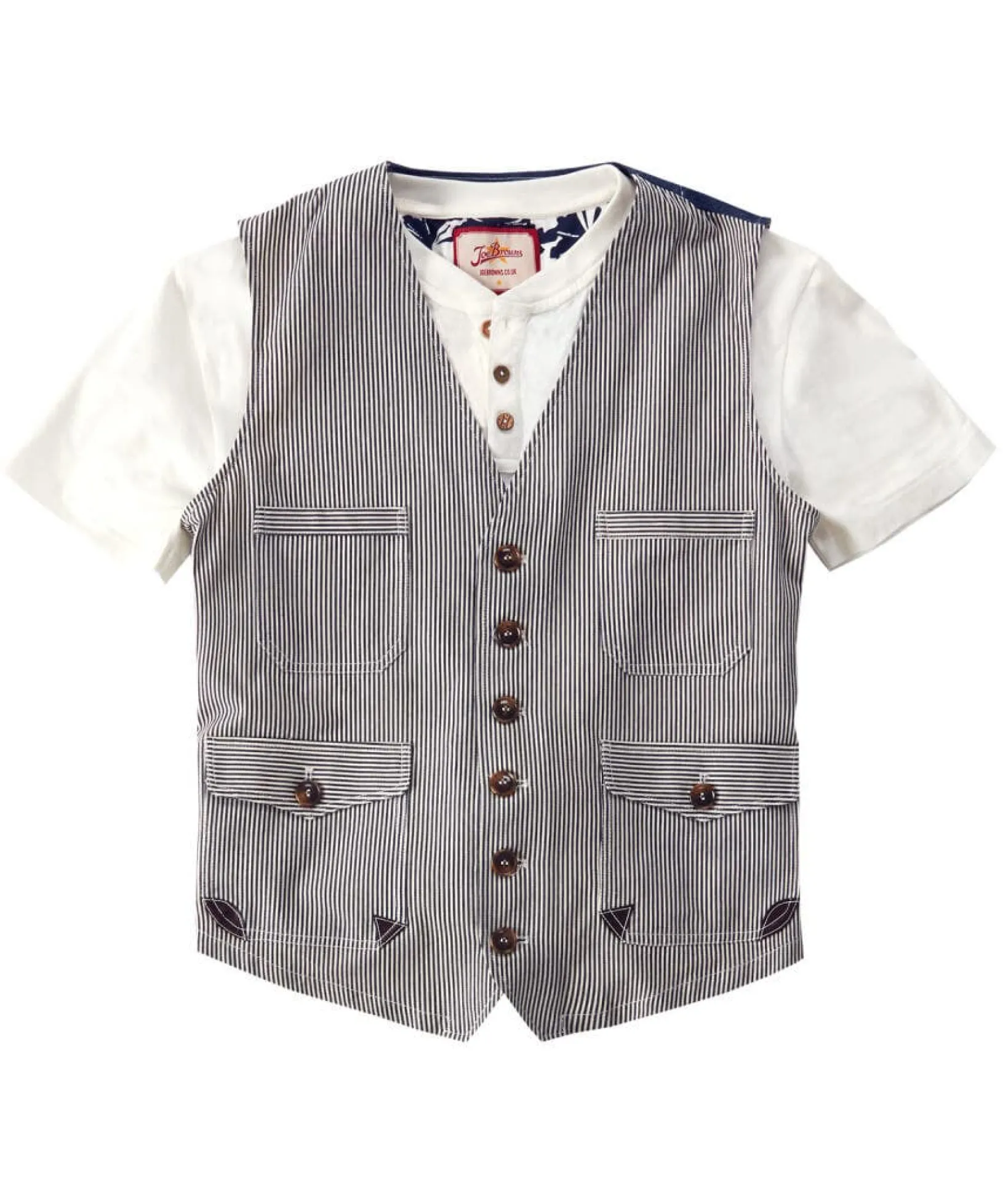 terrific_tick_stripe_wais_1.webp Sale Waistcoats | Sale Coats & Jacket | Men,s | Men,s Joe Browns Terrific Tick Stripe Waistcoat Blue/White