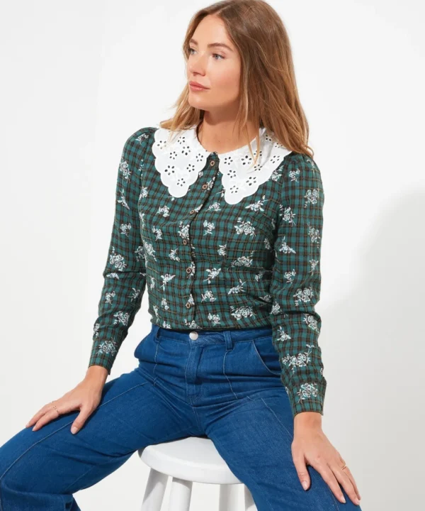 Tops, Tunics & Blouses | Sale Tops, Tunics & Blouses | Women's | Women's Joe Browns Tess Vintage Collar Blouse Green