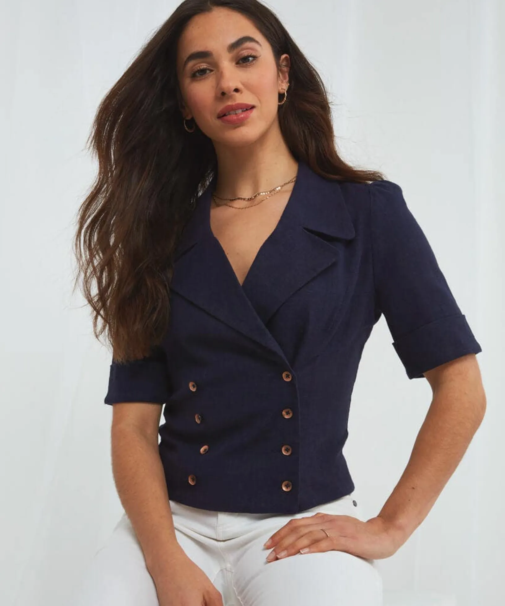 the_ava_dress_jacket_2.webp Shop Blazers | Sale Coats & Jacket | Women's | Women's Joe Browns The Ava Dress Jacket Navy / White
