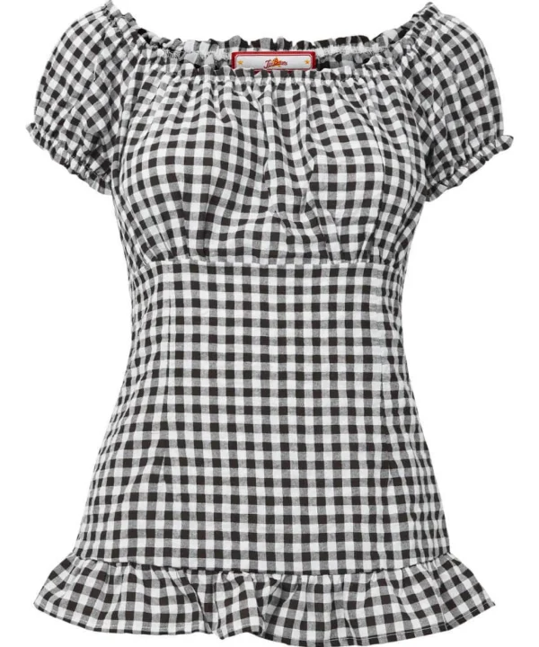 Sale Tops, Tunics & Blouses | Women's Joe Browns The Dixie Gingham Top Black/White