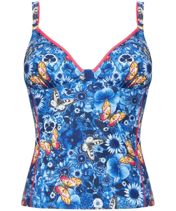 Sale Swimwear | Women's Joe Browns Twilight Garden Retro Tankini Top Blue Multi