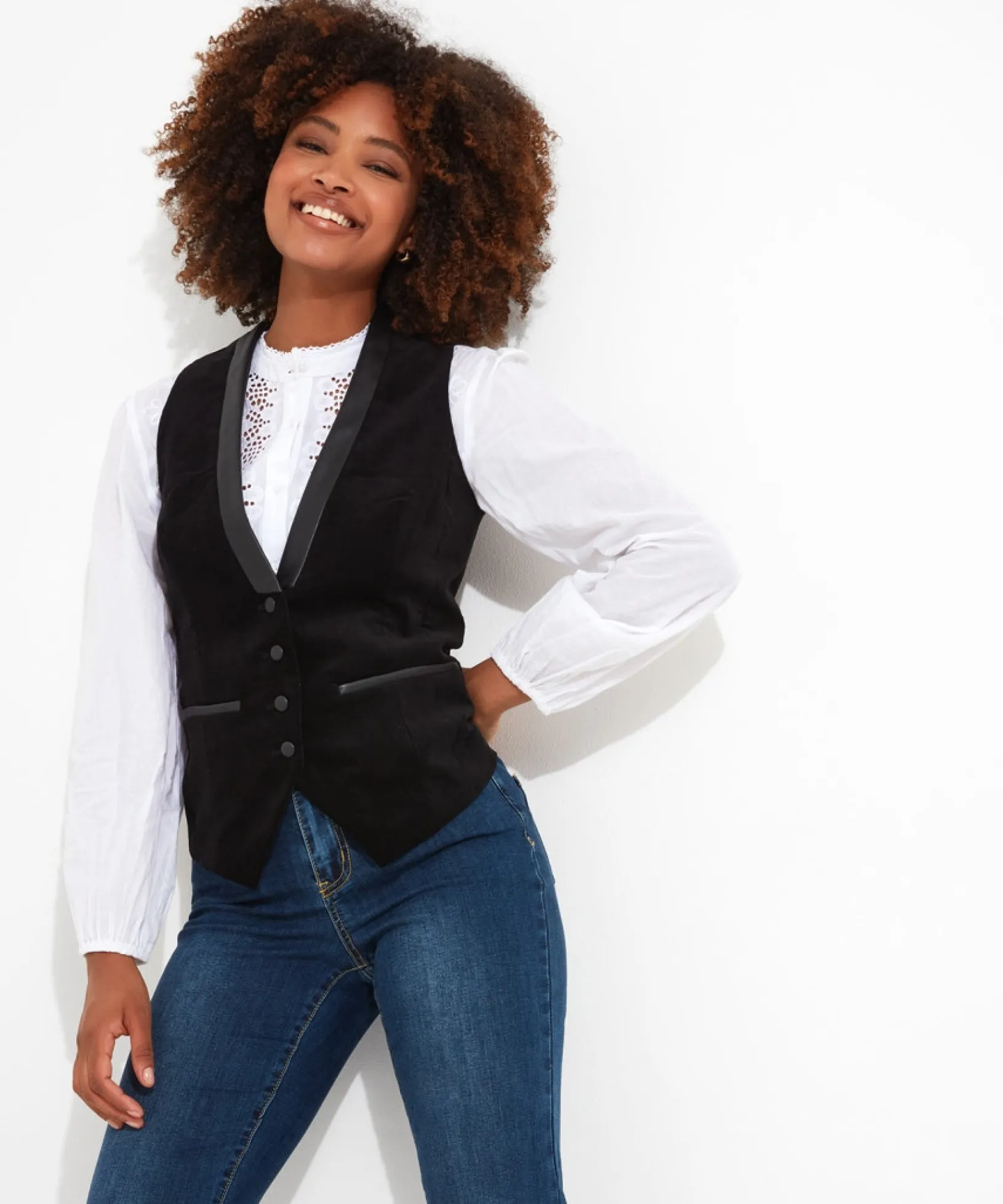 very_velvet_waistcoat_0.webp Waistcoats | Coats & Jackets | Women's | Women's Joe Browns Very Velvet Waistcoat Black