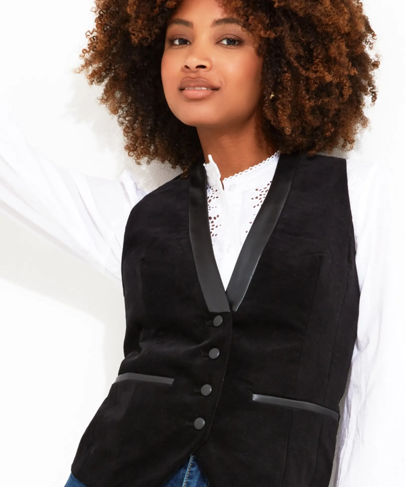 very_velvet_waistcoat_5.webp Waistcoats | Coats & Jackets | Women's | Women's Joe Browns Very Velvet Waistcoat Black