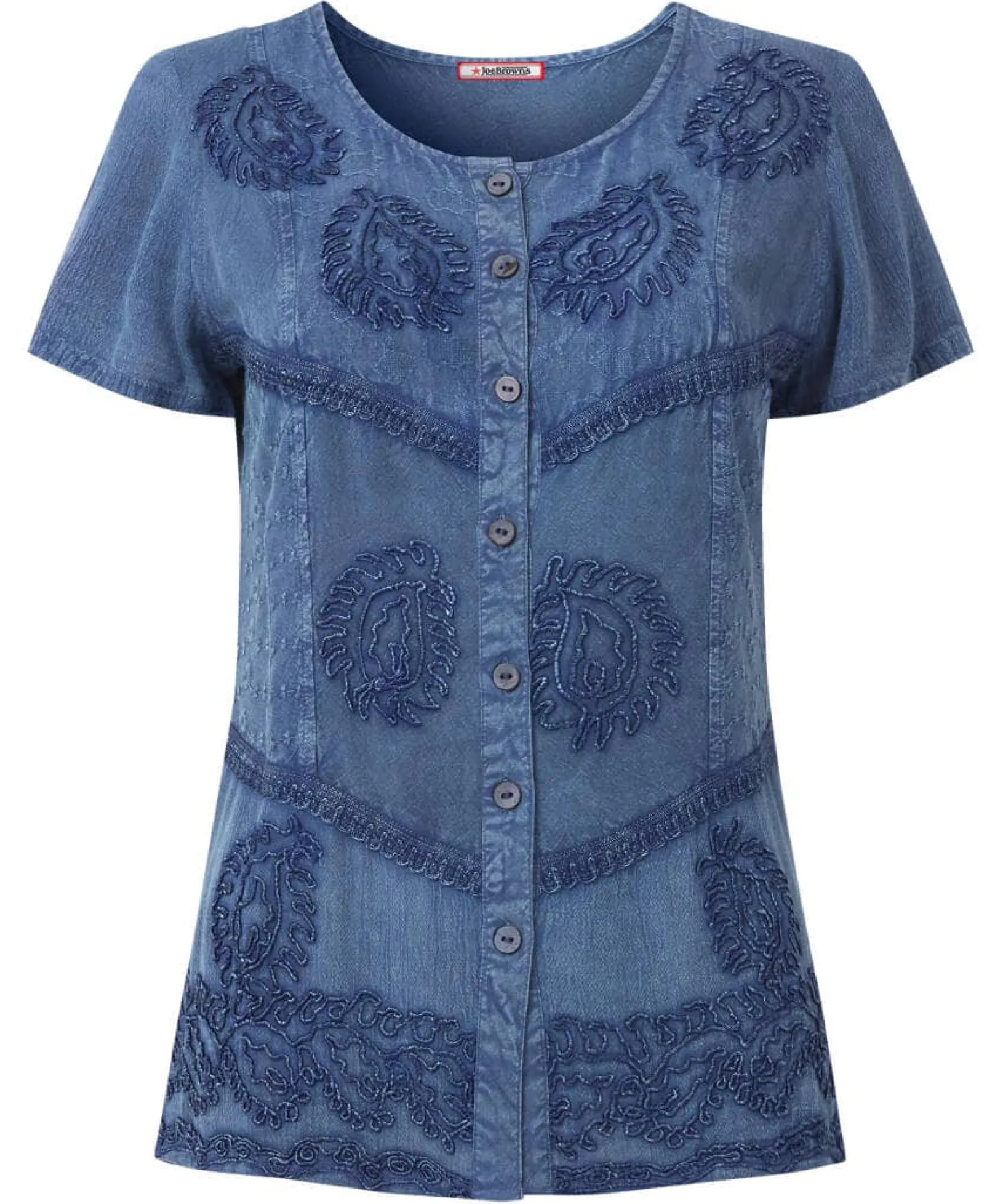 washed_embroidered_blouse_1.webp Sale Tops, Tunics & Blouses | Women's Joe Browns Washed Embroidered Blouse Blue / Grey