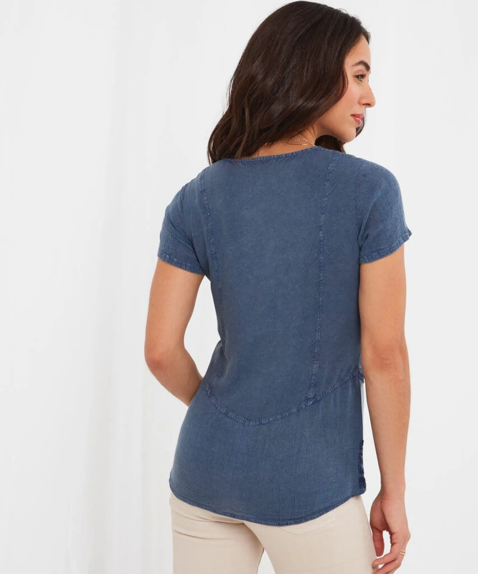 washed_embroidered_blouse_4.webp Sale Tops, Tunics & Blouses | Women's Joe Browns Washed Embroidered Blouse Blue / Grey