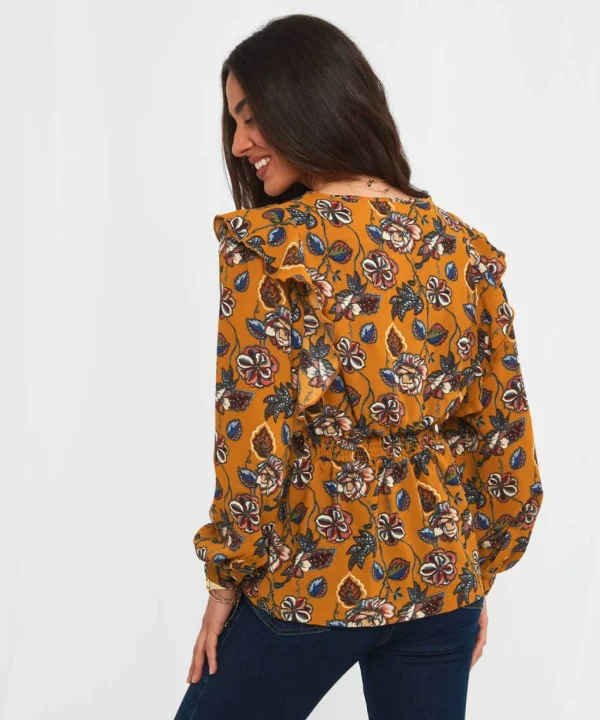 Sale Tops, Tunics & Blouses | Women's Joe Browns Wonderful Floral Frill Top Ochre