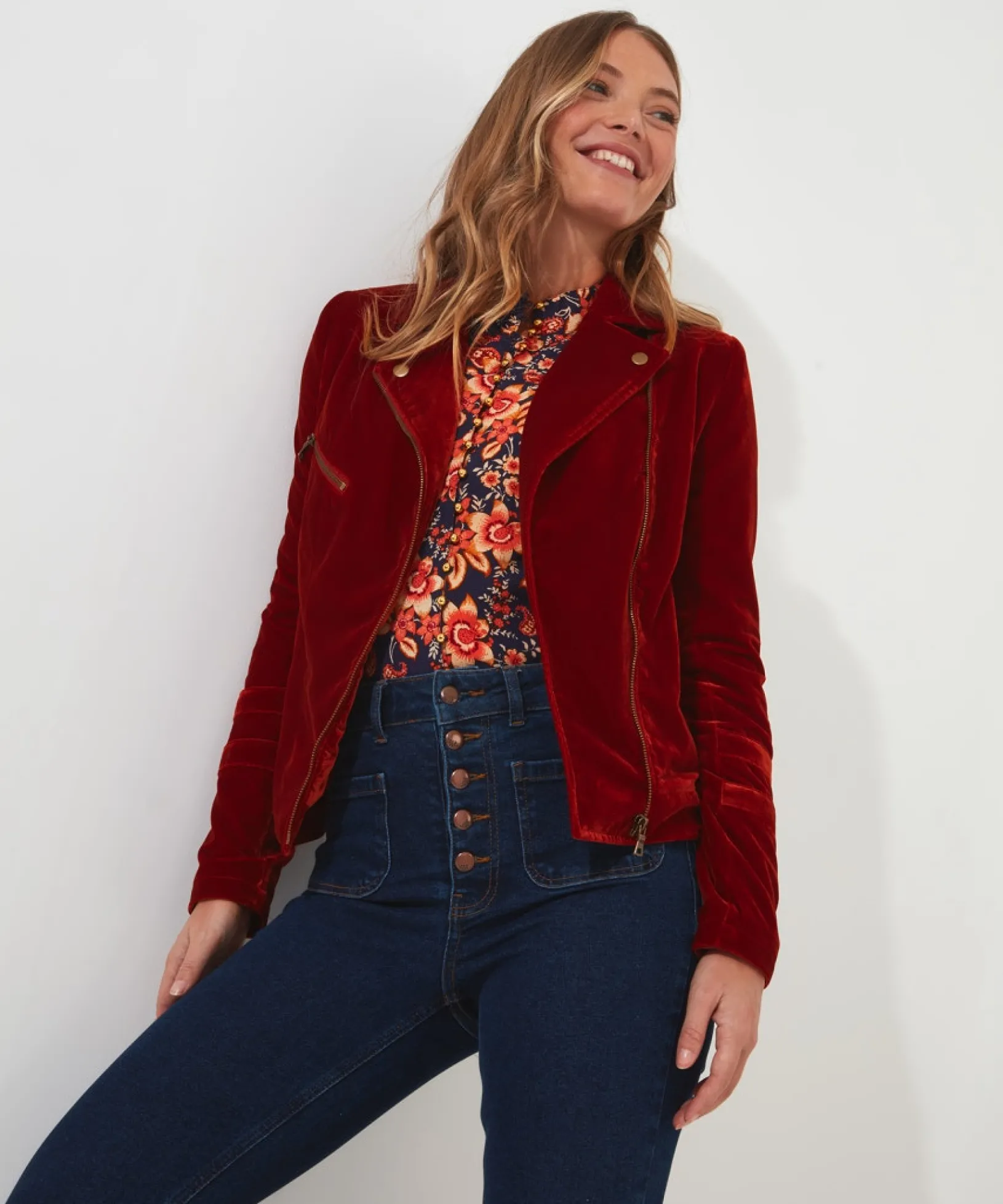 wonderfully_velour_jacket_3.webp Coats & Jackets | Sale Coats & Jacket | Women's | Women's Joe Browns Wonderfully Velour Jacket Rust