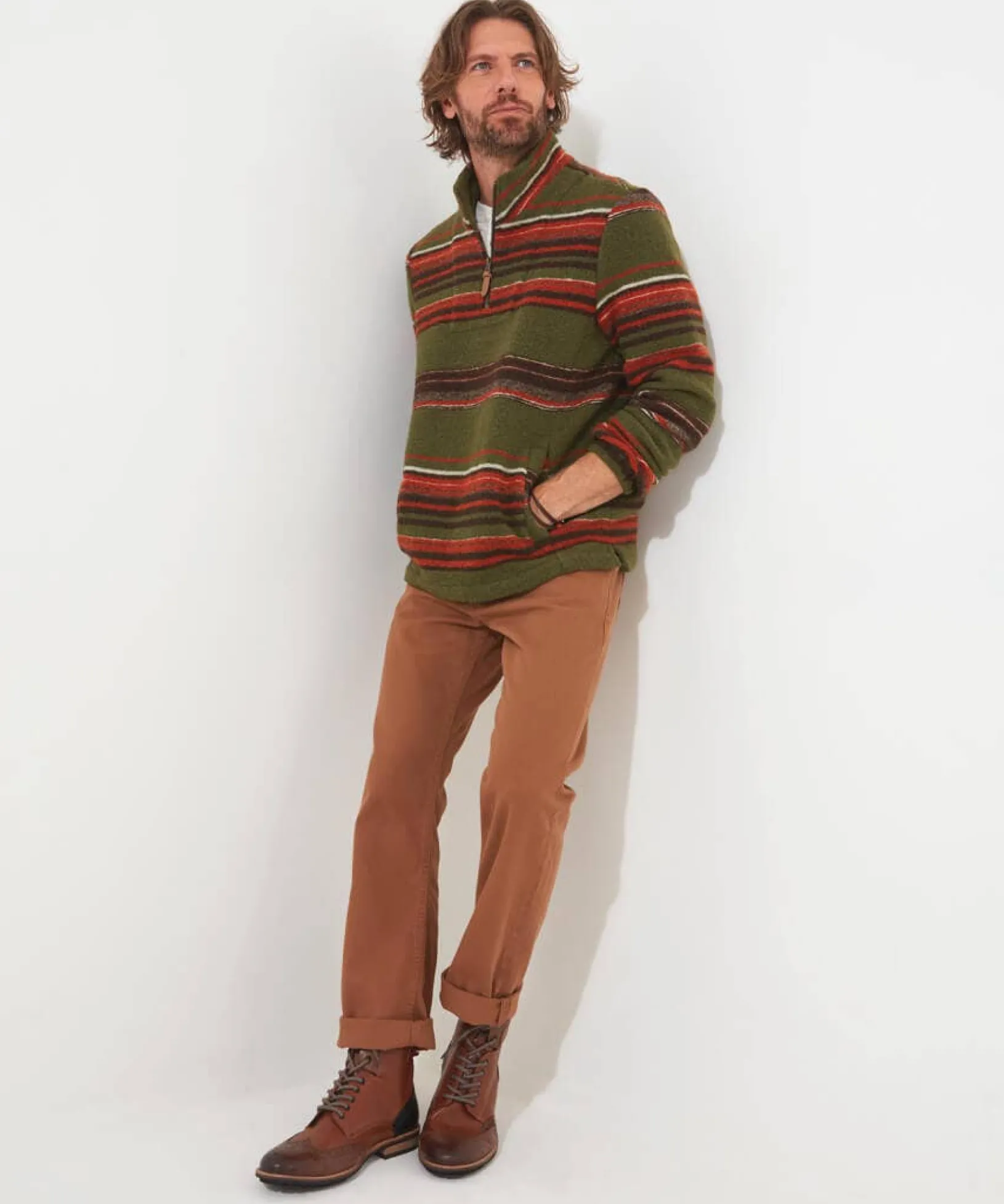 woodland_stripe_funnel_3.webp Shop Men's Collection | Hoodies & Sweatshirts | Knitwear & Jumpers | Gifts | Tops & T-Shirts | Top Picks | Men,s | Men,s | Men,s | Men,s Joe Browns Woodland Stripe Funnel Green